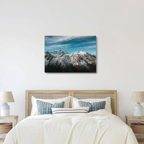 Sklenený obraz zasnežených vrcholkov, Fiordland (70x50 cm)