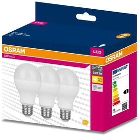 3PAK LED žiarovka E27 A60 19W = 150W 2452lm 2700K Warm 200° OSRAM VALUE