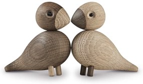 Súprava 2 sošiek z masívneho dubového dreva Kay Bojesen Denmark Lovebirds