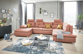 Sedacia súprava Madeira 3A, lososová látka, tvar pravé U