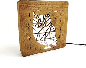 AMADEA Drevená lampička s motívom sovy, veľkosť 20 cm, s LED osvetlením s trafom na 12V