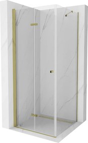 Mexen Lima, sprchovací kút 90 (dvere) x 90 (stena) cm, 6mm číre sklo, zlatý profil, 856-090-090-50-00