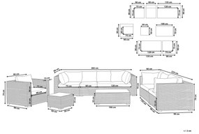 8-miestna záhradná modulárna súprava z umelého ratanu sivobéžová MAESTRO II Beliani