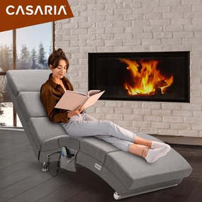 Casaria Leňoška LONDON s masážnou a vyhrievacou funkciou, 186×55×89cm, šedá