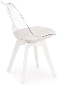 Halmar Jedálenská stolička K245, biela/priehľadná