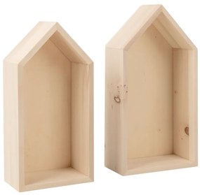 Sada 2 ks drevených poličiek v tvare domčeku LITTLE HOUSES