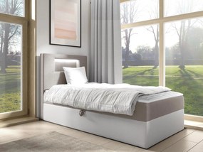Kontinentálna jednolôžková posteľ Junior Ribezo 1, Strana: ľavá, Rozmer postele: 100x200, Dostupné poťahy: ekokoža Soft 017 (biela) + Fresh 01