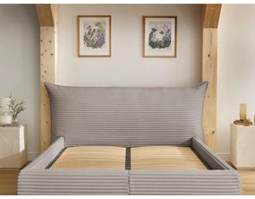 Béžová čalúnená dvojlôžková posteľ s úložným priestorom a roštom 160x200 cm Jade – Bobochic Paris