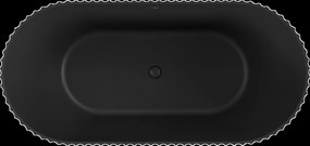 Mexen Paola, voľne stojaca vaňa, drážkovaná, 150 x 75 cm, čierna matná, 52721507571-SS