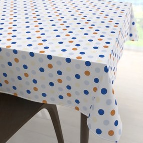 Biante Bavlnený štvorcový obrus Sandra SA-120 Modré a hnedé bodky na bielom 80x80 cm