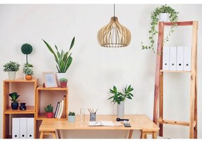 Závesné svietidlo Timber 3, 1x drevené tienidlo, lp