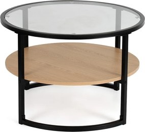 Čierny/v prírodnej farbe okrúhly konferenčný stolík v dekore duba ø 68 cm Zanu – Bonami Essentials