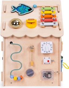 Drevený manipulačný domček ECOTOYS XXL – edukatívna hračka a organizér 30 aktivít (3+)