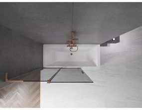 Mexen Velar L, 2-krídlová posuvná vaňová zástena 120 x 150 cm, 8mm šedé sklo, medená matná, 896-120-003-41-65