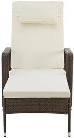 Polohovateľné ratanové lehátko BestBerg BBRF-1142BR / hnedá/krémová
