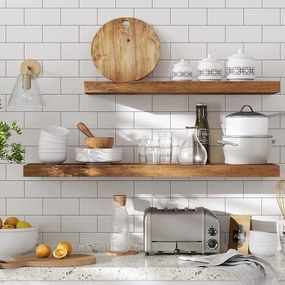 Nástenná plávajúca polica, 40 cm, rustikálna hnedá