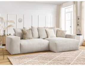 Krémovobiela menčestrová rozkladacia/s úložným priestorom rohová pohovka Voltaire – Bobochic Paris