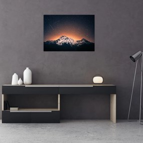 Sklenený obraz hviezdnej oblohy s horami (70x50 cm)