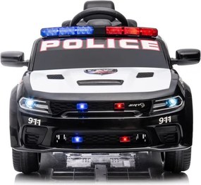 LEAN CARS Elektrické autíčko Dodge Charger policajné, bielo-čierne