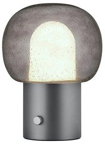 Antracitová hliníková LED stolová lampa so skleneným tienidlom (výška 32 cm) Iris – Blomus