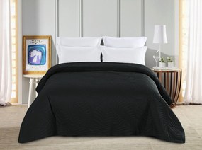 Čierny prehoz na posteľ so vzorom LEAVES Rozmer: 220 x 240 cm