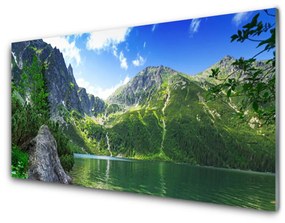 Sklenený obklad Do kuchyne Hora jazero príroda 120x60 cm