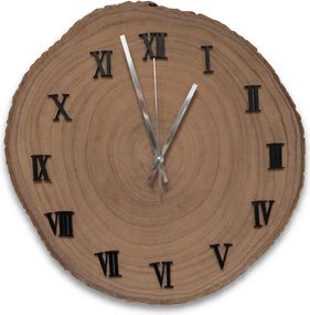 Drevené nástenné hodiny z plátu dreva s kôrou | KORRO: Amber - 3072 26-29 cm 4813-115575 KOR006-29-Amber