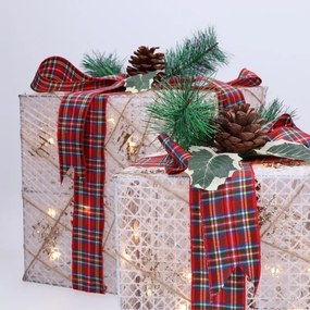 Solight 1V291 - Sada 3x LED vianočných darčekov 48xLED/3,6W/230V IP44 teplá biela