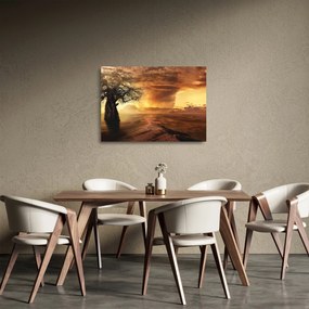 Sklenený obraz oranžových mračien (70x50 cm)