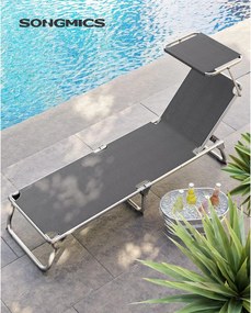 Lehátko, polohovateľné kreslo so slnečníkom, dymovo sivá farba