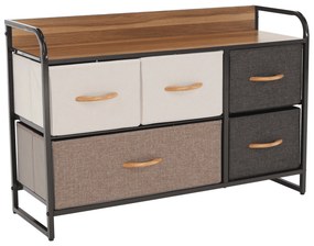 Komoda s látkovými šuplíkmi, béžová/hnedá, HAZEL TYP 4
