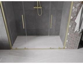 Mexen Velar L Duo, posuvné sprchové dvere do otvoru 170 cm, 8mm číre sklo, zlatá matná, 871-170-003-02-55