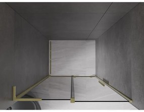 Mexen Velar L, posuvné sprchové dvere do otvoru 120 cm, 8mm šedé sklo, zlatá matná, 871-120-003-41-55