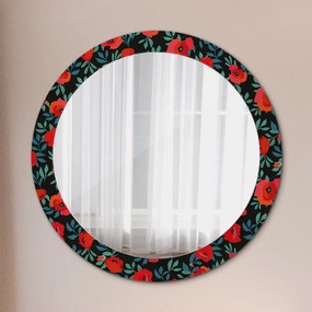 Okrúhle ozdobné zrkadlo na stenu Červené mak fi 80 cm
