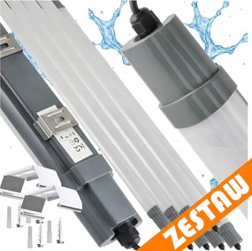 BERGE SADA 8x LED garážových svietidiel 36W 120cm 3000lm hermetické svietidlo do garáže