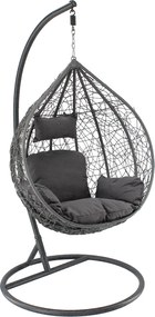 CH ZÁVESNÁ STOLIČKA, TMAVOŠEDÁ, VANKÚŠ – TMAVOŠEDÝ, RÁM – TMAVOŠEDÝ 118X107XD68CM