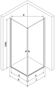 Mexen Pretoria Duo, sprchovací kút s 2-krídlovými dverami 80 (dvere) x 70 (dvere) cm, 6mm číre sklo, zlatý profil, 852-080-070-50-00-02