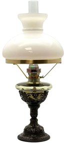 Petrolejová lampa RŮŽENA 50 cm lesná zelená zdobená cínom