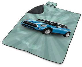 Sablio Plážová deka Mini sedan Zelené pozadie: 200x140 cm