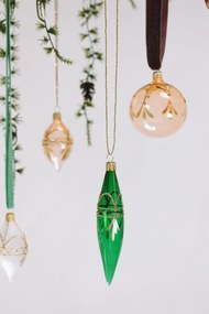 Bella Rose Sklenená vianočná ozdoba Oliva Ružová Lesk