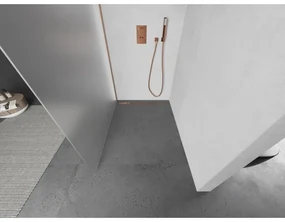 Mexen Kioto, sprchová zástena Walk-In 110 x 200 cm, 8mm sklo námraza, medený matný profil, 800-110-101-65-30
