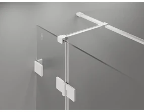 Mexen Lunar T, sklápací sprchový kút ľavý 140 x 110 cm, 8mm číre sklo, biely profil, 834T-140-110-20-00-L