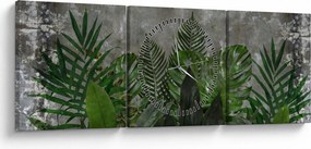 Obraz - Betónový múr s rastlinami (s hodinami) (90x30 cm)
