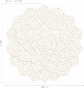Krémová mandala plastická textilná preliepateľná dekorácia na stenu arch 46 x 46 cm