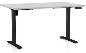 Výškovo nastaviteľný stôl OfficeTech B, 140 x 80 cm, čierna podnož, svetlo sivá
