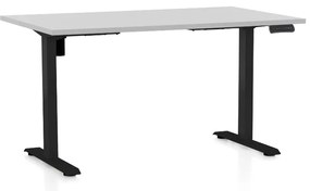 Výškovo nastaviteľný stôl OfficeTech B, 140 x 80 cm, čierna podnož, svetlo sivá