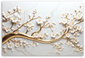 Gario Obraz na plátne Biele kvety na zlatom konári Rozmery: 90 x 60 cm