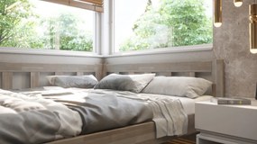 Rohová posteľ so zástenou vľavo Tema L 180x200 cm, šedý buk