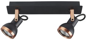 2-bodové kovové stropné svietidlo čierna/medená BARO Beliani