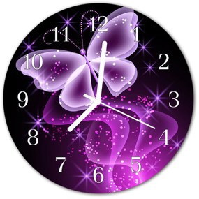 Nástenné sklenené hodiny Motýľ fi 30 cm